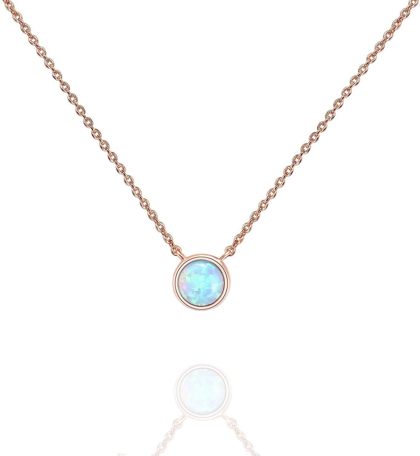Decent 14K Gold Plated Created Opal Necklace | Opal Necklaces for Women