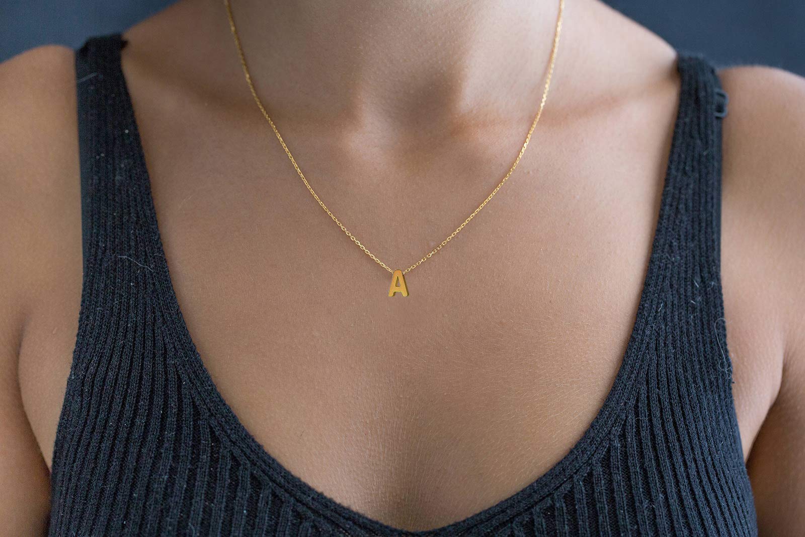 18K Gold Plated Stainless Steel Initial Necklace Dainty Personalized Letter H Necklace for Women Girls
